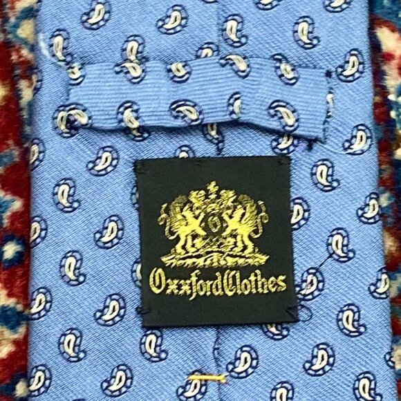 OXXFORD CLOTHES Tie (Sky Blue, Paisley, Silk) - Picture 2 of 2